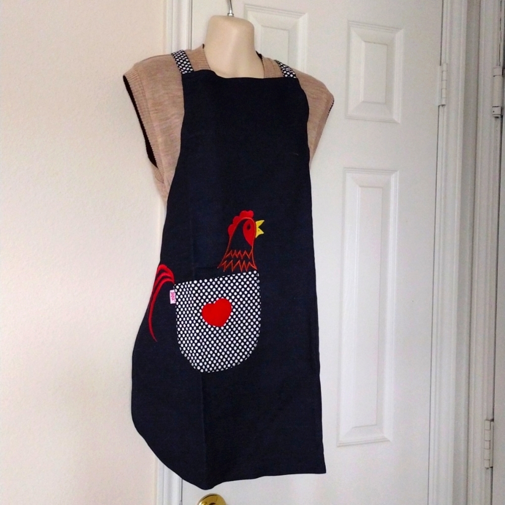 Very cute Embroidered denim apron with pockets